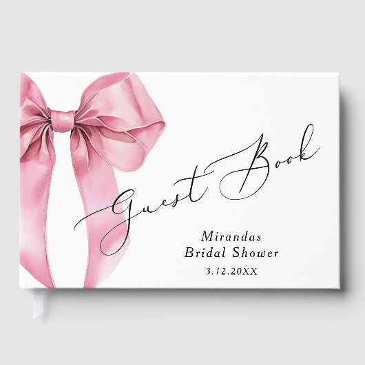 彼女は結婚する ピンクの蝶結び ブライダルシャワー ゲストブック (正面)
