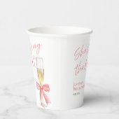 「彼女は結婚する」 | ピンクの蝶結び ブライダルシャワー 紙コップ (右)
