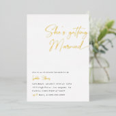 彼女は結婚ミニマルブライダルシャワー 箔招待状 (立ち正面)