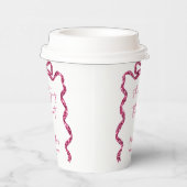 彼女は結婚式の準備中 グリッター ピンクの弓 ブライダルシャワー 紙コップ (右)