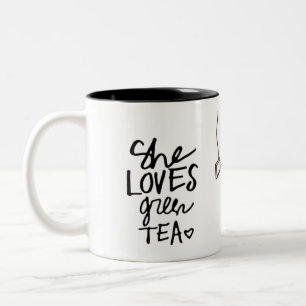 彼女は緑茶のマグを愛します ツートーンマグカップ