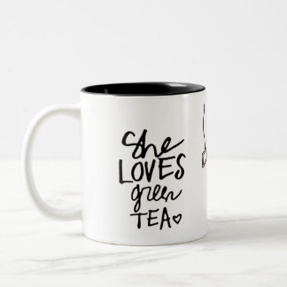 彼女は緑茶のマグを愛します ツートーンマグカップ