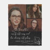 彼女は缶詰を写真卒業に変えた フリースブランケット (正面)