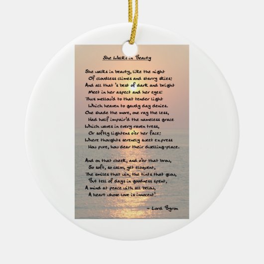 「彼女は美しいを歩く」バイロンオーナメント セラミックオーナメント (正面)