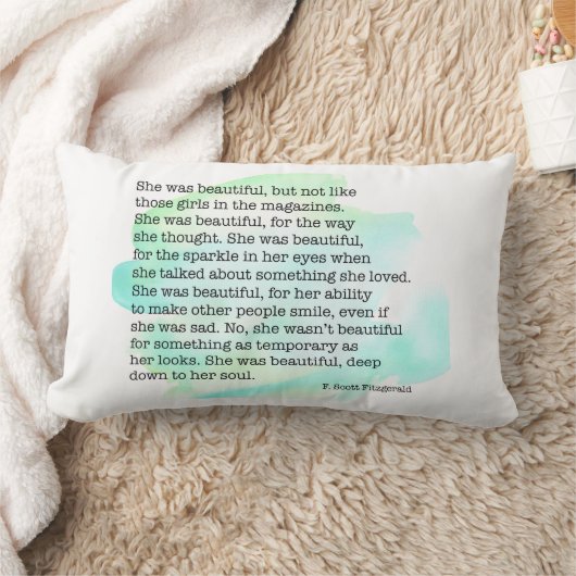 彼女は美しい感動的引用文 ランバークッション (ブランケット)