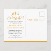 彼女は脚本モダンの女の子の写真卒業した インビテーションポストカード (裏面)