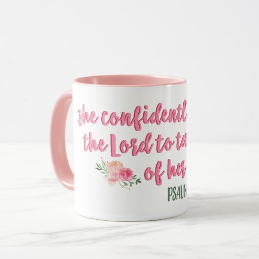 彼女は自信を持って主を信頼する マグカップ (正面左)