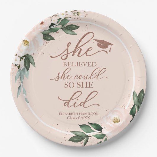 彼女は自分が信じパーティー紙を卒業した ペーパープレート (正面)
