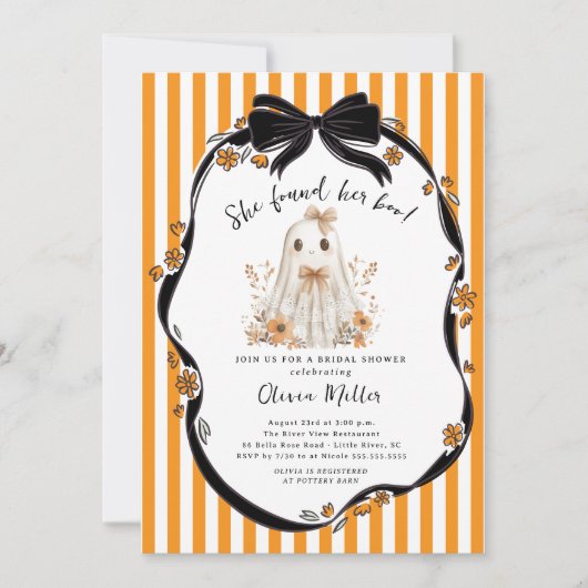 彼女は自分のブーブライダルシャワーを見つけた 招待状 (正面)