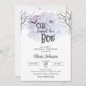 彼女は自分のブーブライダルシャワー（紫）を見つけた 招待状 (正面)