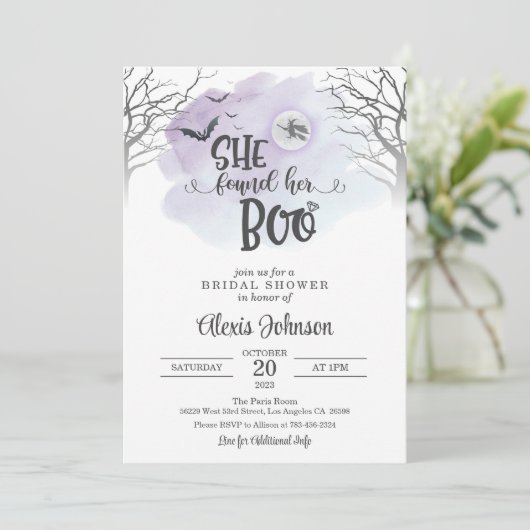 彼女は自分のブーブライダルシャワー(紫)を見つけた 招待状 (スタンド正面)