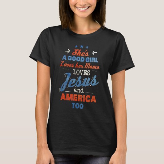 彼女は良い女の子が彼女のママを愛するイエスとアメル Tシャツ (正面)
