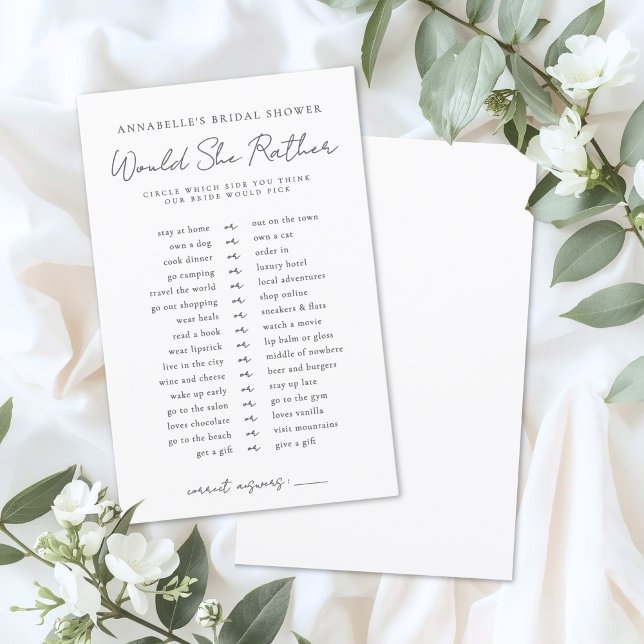 彼女は花嫁のブライダルシャワー (Would She Rather Bride Bridal Shower Game)