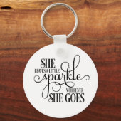 彼女は葉小さなキラキラしたキーチェーン キーホルダー (正面)