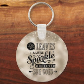 彼女は葉金ゴールドと真珠に輝きを放つ キーホルダー (正面)