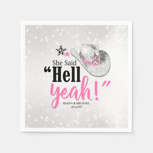 彼女は言った'地獄うん'女性のカーボーイハットID927 スタンダードカクテルナプキン (正面)