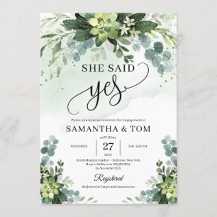 彼女は言った緑の多肉質の葉の花のyes 招待状