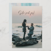 彼女は言ったYesビーチフォト婚約パーティ 招待状 (正面/裏面)