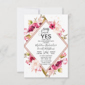 彼女は言ったYesフローラ婚約パーティ招待状 招待状 (正面)