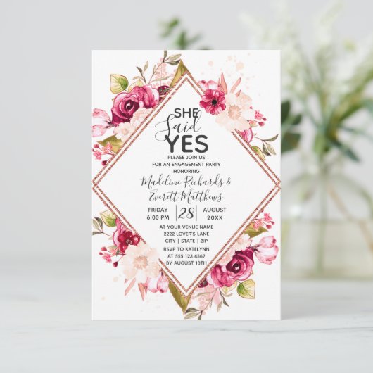 彼女は言ったYesフローラ婚約パーティ招待状 招待状 (スタンド正面)
