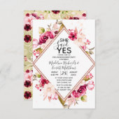 彼女は言ったYesフローラ婚約パーティ招待状 招待状 (正面/裏面)
