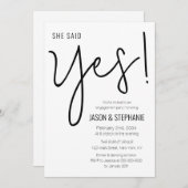 彼女は言ったYesミニマル婚約パーティ 招待状 (正面/裏面)