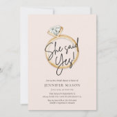 彼女は言ったYesモダンブライダルシャワー 招待状 (正面)