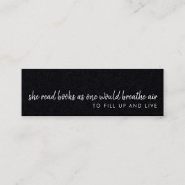 彼女は読本 | 黒モダンミニブックマークカード スキニー名刺