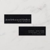 彼女は読本 | 黒モダンミニブックマークカード スキニー名刺 (正面/裏面)