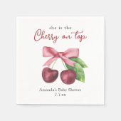 彼女は赤ちゃんシャワーのさくらんぼである スタンダードカクテルナプキン (正面)