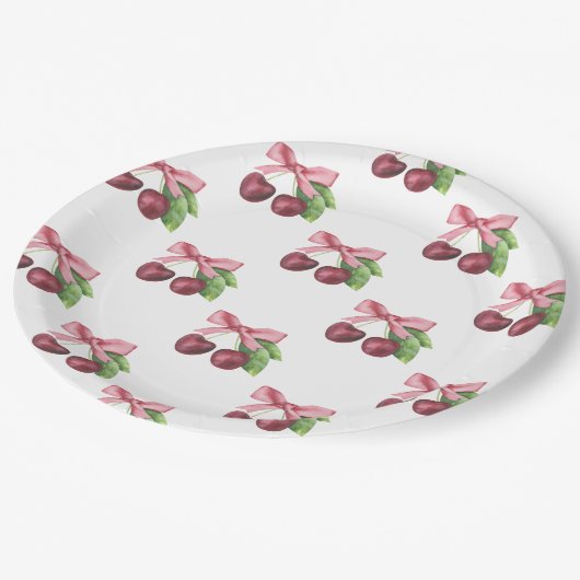 彼女は赤ちゃんシャワーのさくらんぼである ペーパープレート (アングル)