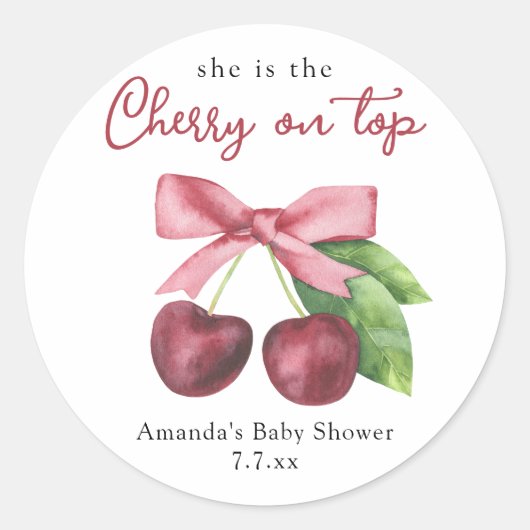 彼女は赤ちゃんシャワーのさくらんぼである ラウンドシール (正面)