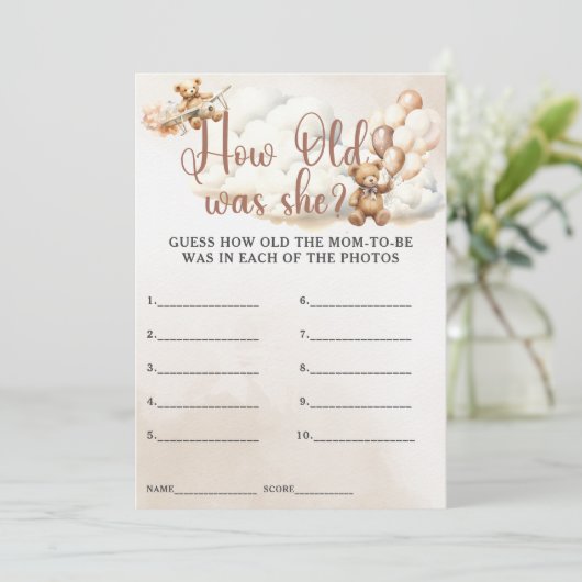 彼女は赤ちゃんシャワーのゲームかわいいクマ歳 招待状 (スタンド正面)