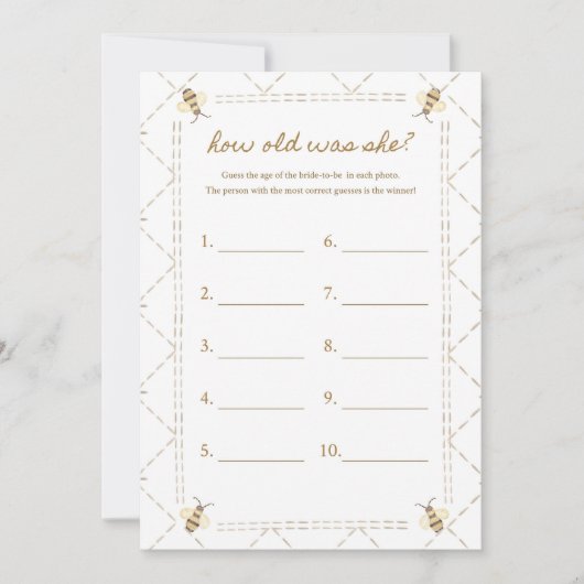 彼女は赤ちゃんシャワーのゲームカードは何歳だった 招待状 (正面)