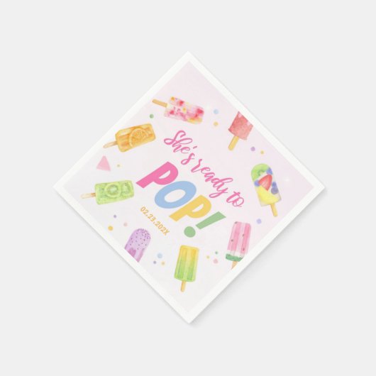 彼女は赤ちゃんシャワーポップ・アートののポップスの準備ができている スタンダードカクテルナプキン (角)