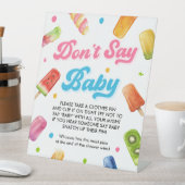 彼女は赤ちゃんシャワーポップ・アートのの準備ができているベビーゲーム言わない 台座サイン (インサイチュ)