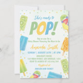 彼女は赤ちゃんシャワーポップ・アートのポップシクル招待状に準備ができている 招待状 (正面)
