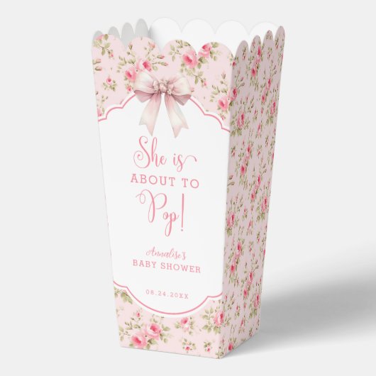 彼女は赤ちゃんポップ・アートのシャワーのポップコーンをフローラに弓を引く フェイバーボックス (裏面)