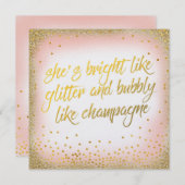 彼女は輝くグリッターバブリー招待状パール 招待状 (正面/裏面)