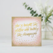 彼女は輝くグリッターバブリー招待状パール 招待状 (スタンド正面)