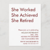 彼女は退職おもしろいを達成退職したした ポストカード (正面)