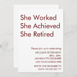 彼女は退職おもしろいを達成退職したした 招待状
