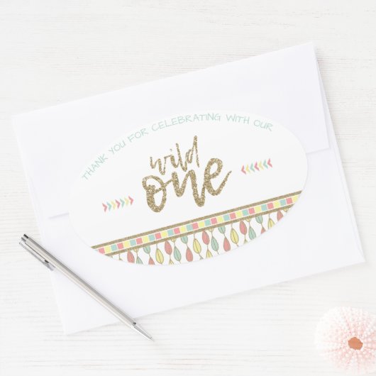 彼女は野生の最初の誕生日ありがとうシール 楕円形シール (封筒)