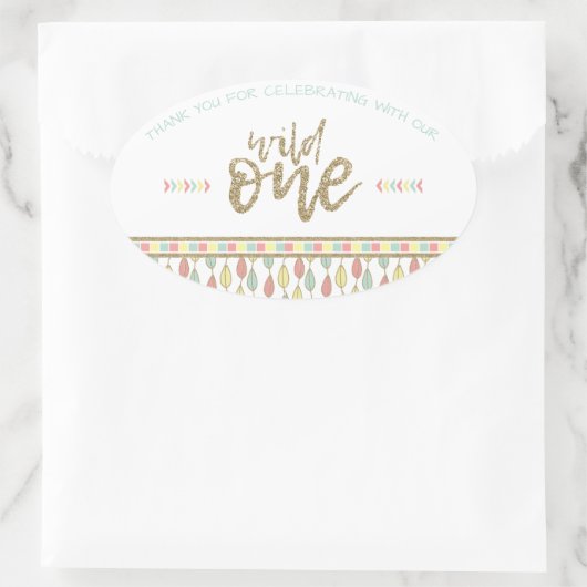 彼女は野生の最初の誕生日ありがとうシール 楕円形シール (バッグ)