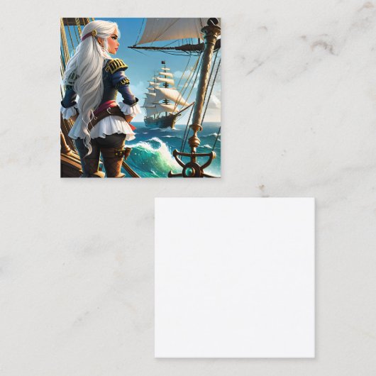 彼女は長い白い男を持つ獰猛な海賊だった スクエア名刺 (正面/裏面)