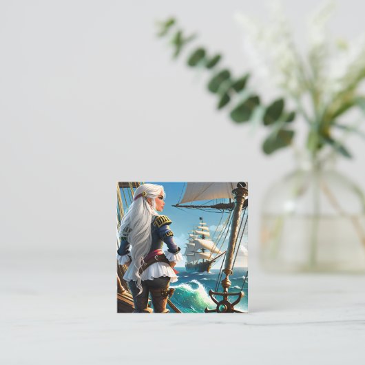 彼女は長い白い男を持つ獰猛な海賊だった スクエア名刺 (スタンド正面)