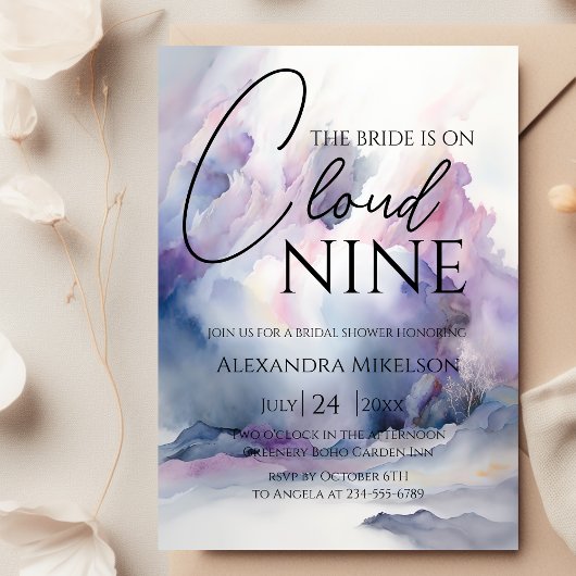 彼女は雲に乗っている9エレガントブライダルシャワードリーミー 招待状