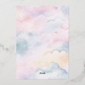 彼女は雲に乗っている9バラ金ゴールドエレガントブライダルシャワー 箔招待状 (裏面)