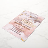 彼女は雲に乗っている9バラ金ゴールドエレガントブライダルシャワー 箔招待状 (回転した状態)