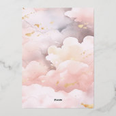 彼女は雲に乗っている9バラ金ゴールドエレガントブライダルシャワー 箔招待状 (裏面)